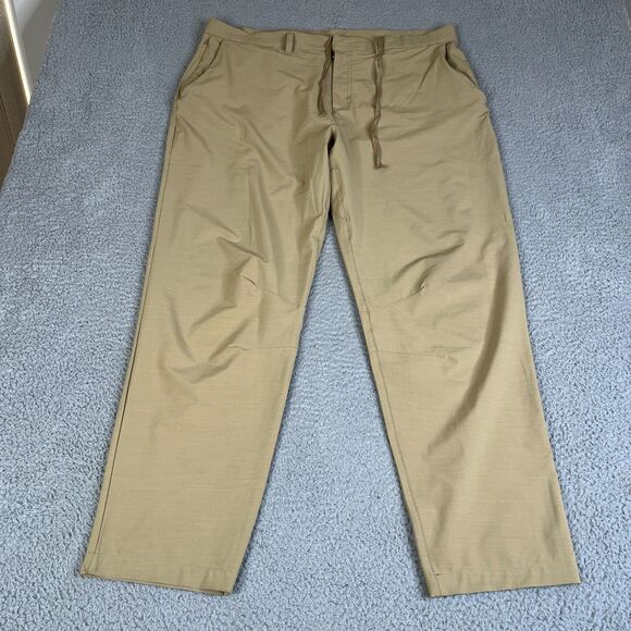 Lot of 2 Fabletics Chino Pants 41x32 Khaki Beige Cream Tapered Athleisure Hiking - Picture 12 of 16